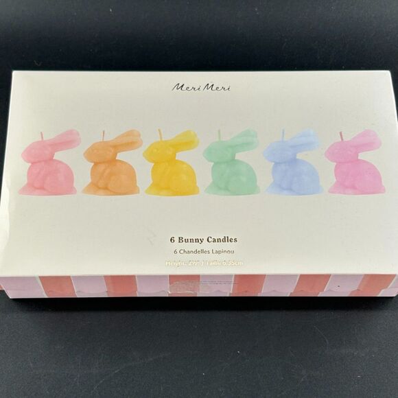 2) Meri Meri 6 Bunny Easter Candles, Pastel 2.5"H x 1 5/8"L,  2.5 Burn Hours - Picture 3 of 10
